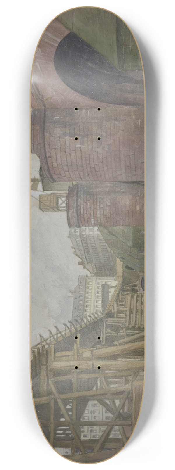 Andreas Bernhard Shngen - Alte Mainbrcke und Notbrcke, July 26, 1914 8.25 inch art skate deck