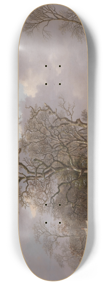 Andreas Schelfhout - Figures In A Winter Landscape 8.25 inch art skate deck