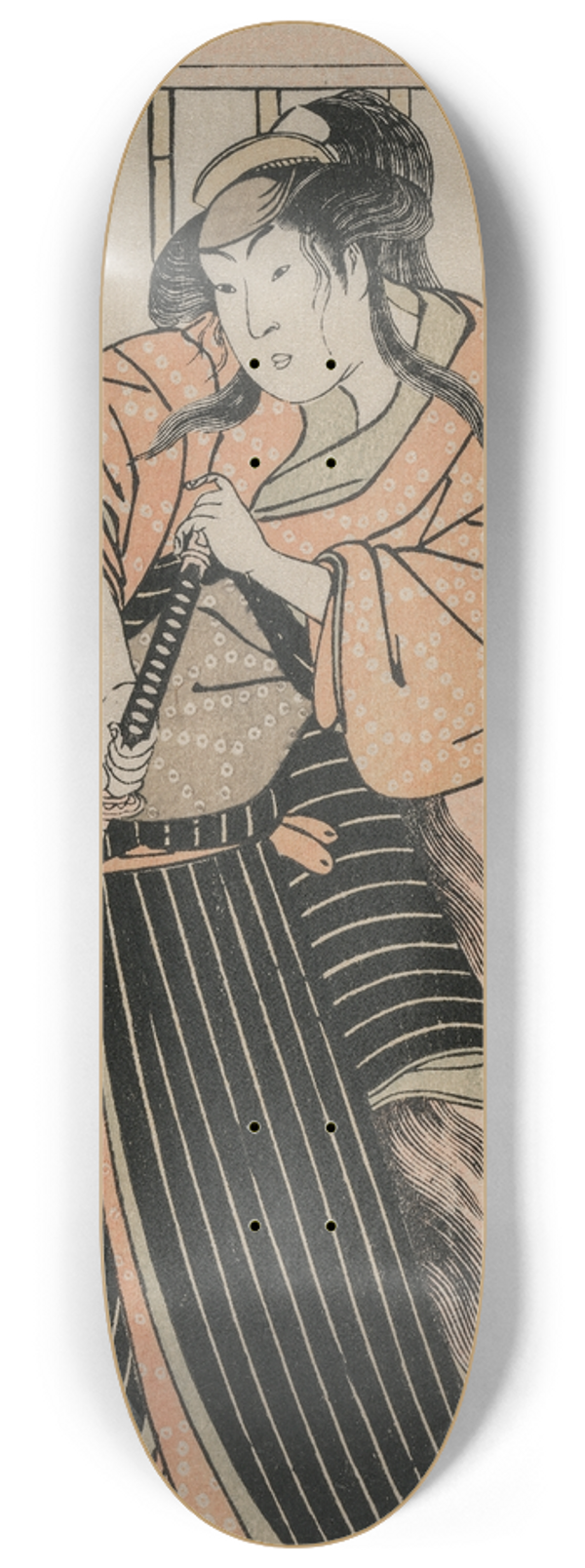 Katsukawa Shun'ei - Actor Iwai Hanshiro IV as a Young Woman with a Sword 8.25 inch art skate deck