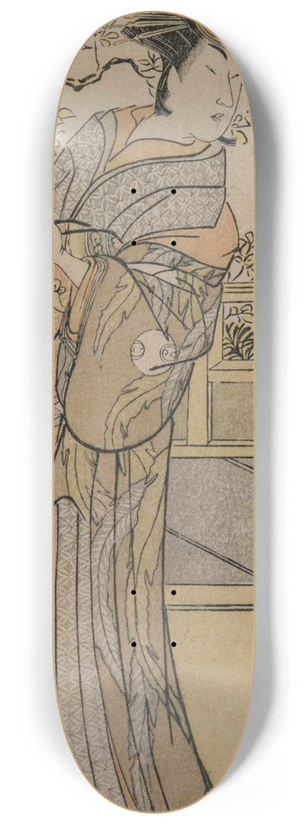 Katsukawa Shunk - Arashi Murajiro as a Courtesan Holding a Letter 8.25 inch art skate deck