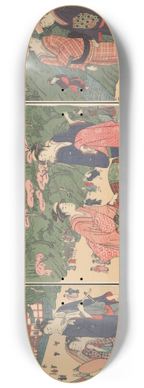 Katsukawa Shunzan - Cherry Time at Shiba, Zojoji Temple Ground 8.25 inch art skate deck
