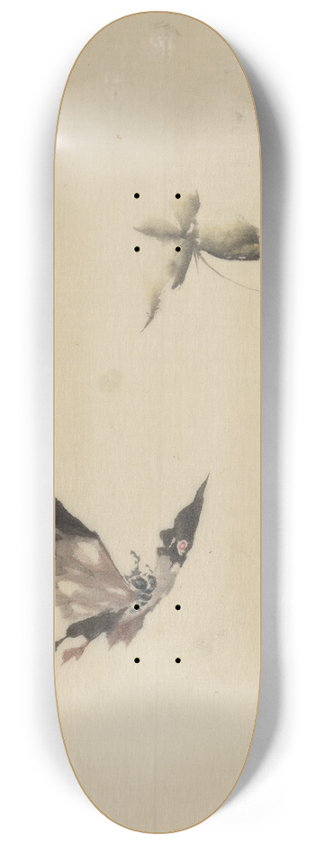 Katsushika Hokusai - Butterfly and moth 8.25 inch art skate deck
