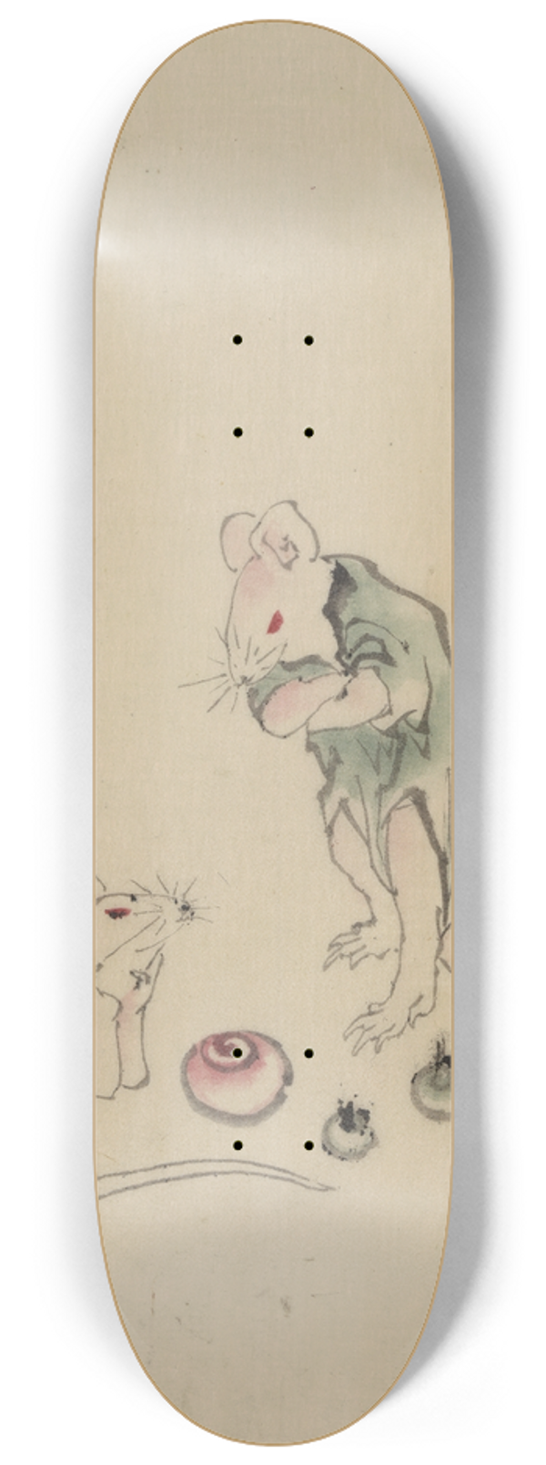 Katsushika Hokusai - Two mice 8.25 inch art skate deck