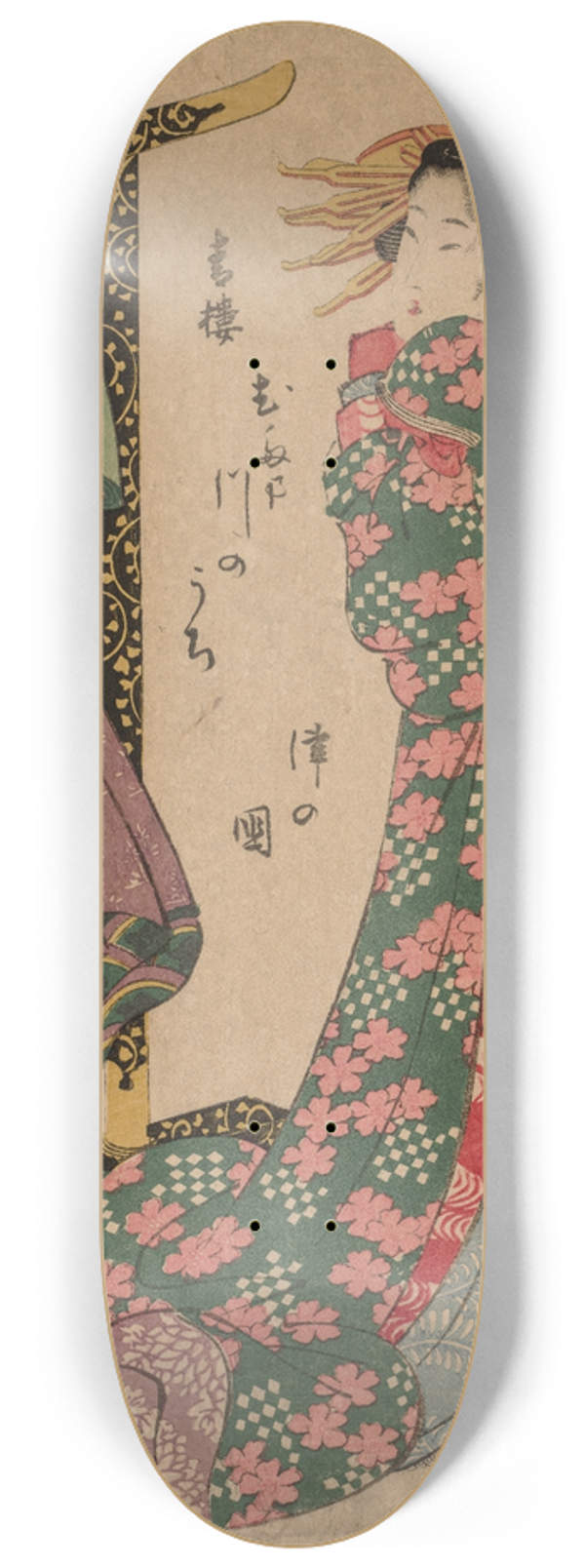 Kikukawa Eizan - Courtesan Beside Kimono Rack 8.25 inch art skate deck