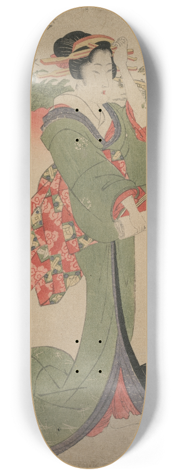 Kikukawa Eizan - Descending Geese at Katata (From the series Elegant Women and the Eight Views of Lake Biwa) 8.25 inch art skate deck