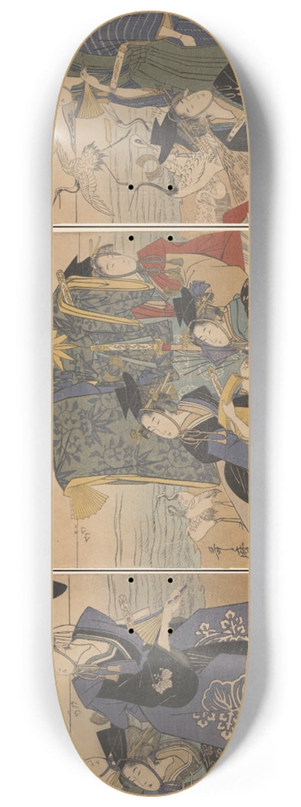 Kitagawa Utamaro - Caps and Cranes 8.25 inch art skate deck