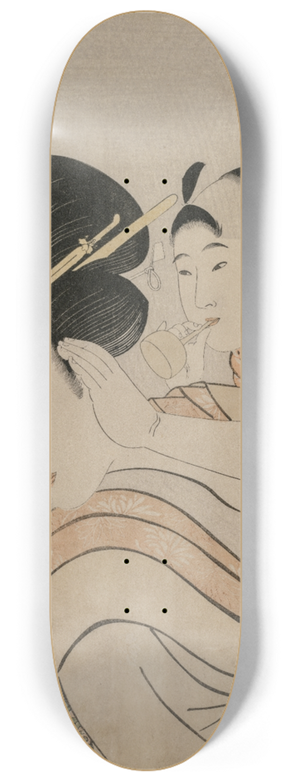 Kitagawa Utamaro - Fond of Noise from the series Eight Views of Favorite Things of Todays World 8.25 inch art skate deck