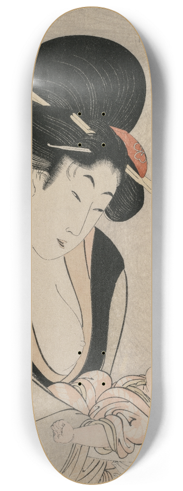 Kitagawa Utamaro - Fond of Things from the series Eight Views of Favorite Things of Todays World 8.25 inch art skate deck