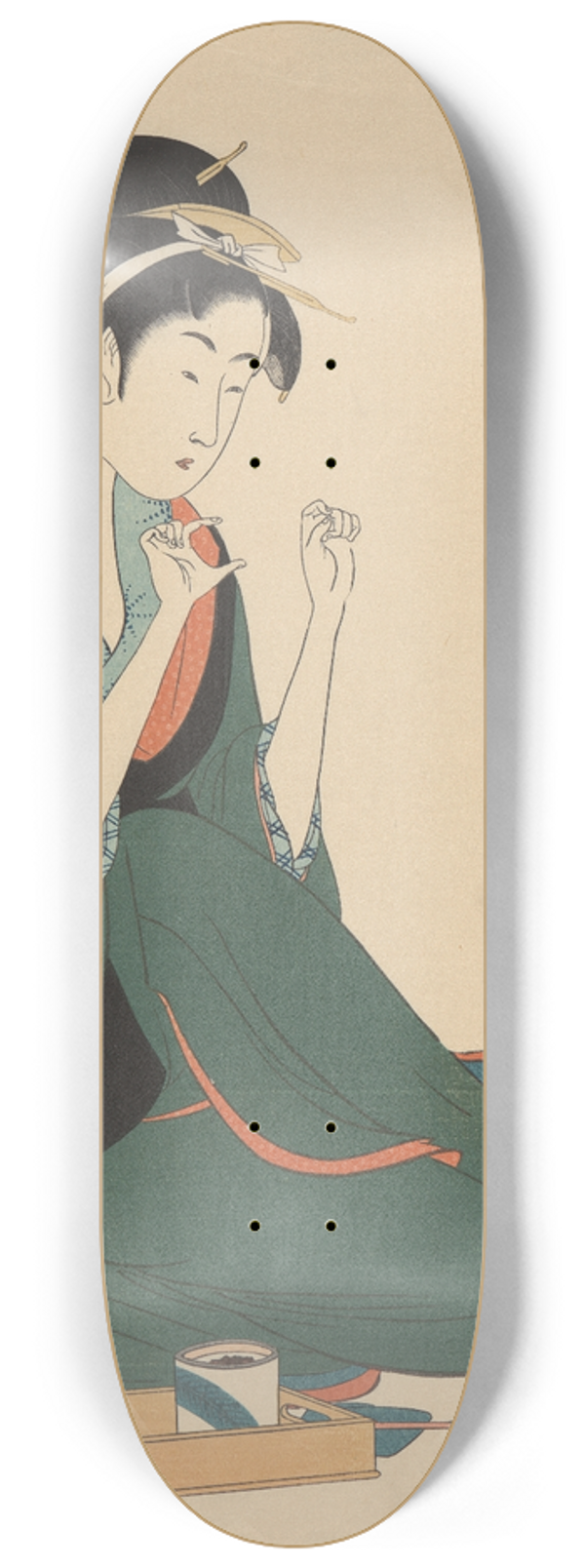 Kitagawa Utamaro - Woman with Thread 8.25 inch art skate deck