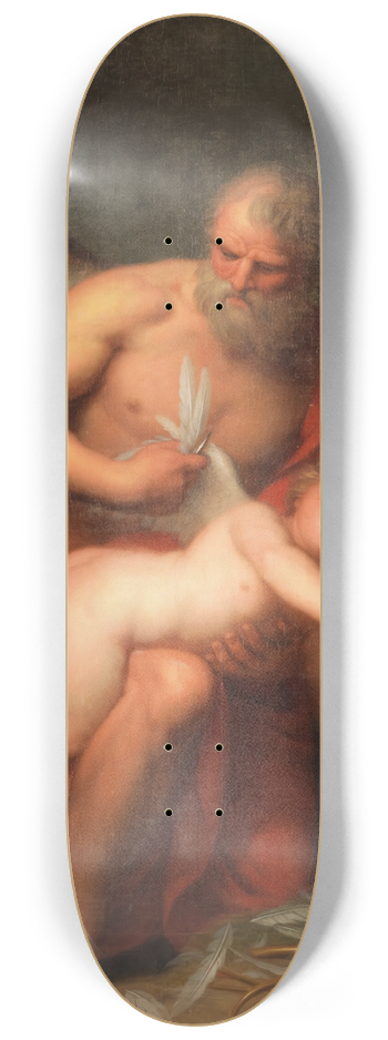 Andries Cornelis Lens - Time clipping Cupids wings 8.25 inch art skate deck