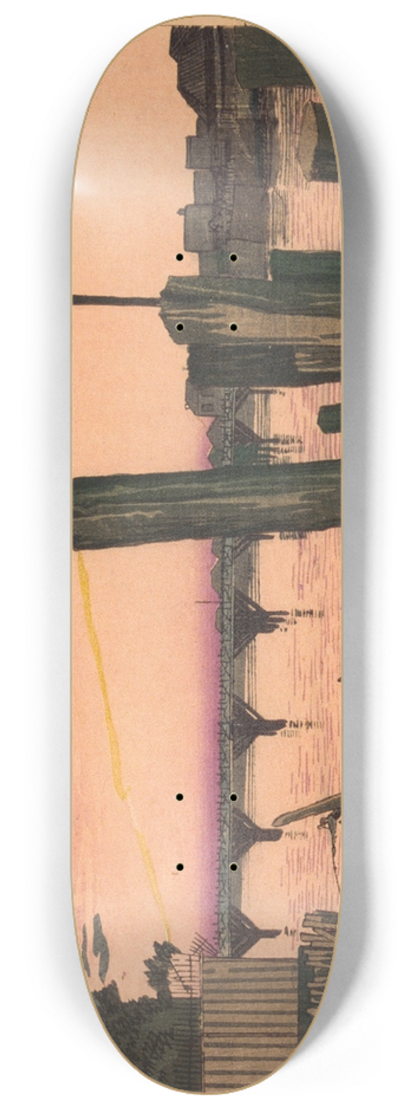 Kobayashi Kiyochika - Breakwater Stakes and Rygoku Bridge 8.25 inch art skate deck