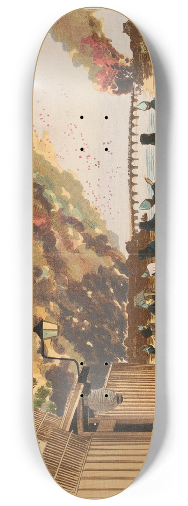 Kobayashi Kiyochika - Great Fire at Rygoku Sketched from Hamach, January 26, 1881 8.25 inch art skate deck