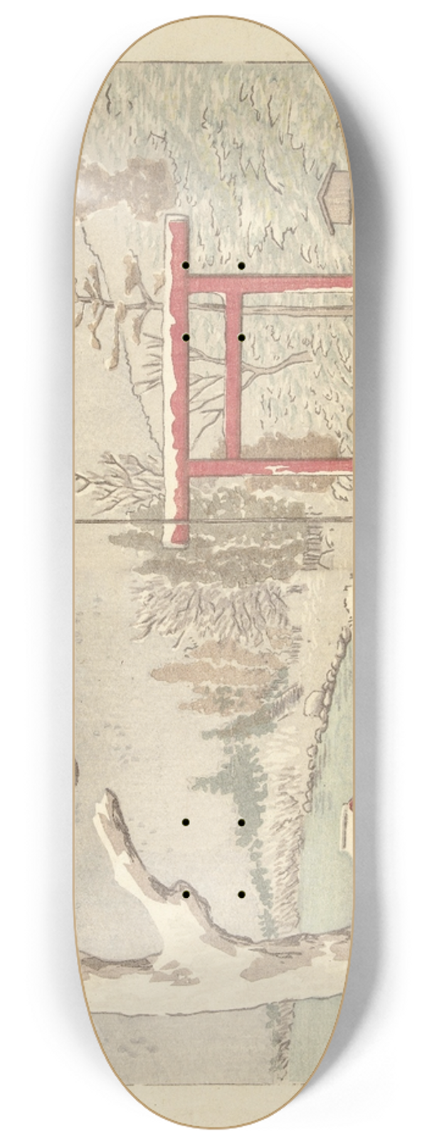 Kobayashi Kiyochika - The Hakone Shrine In The Snow 8.25 inch art skate deck
