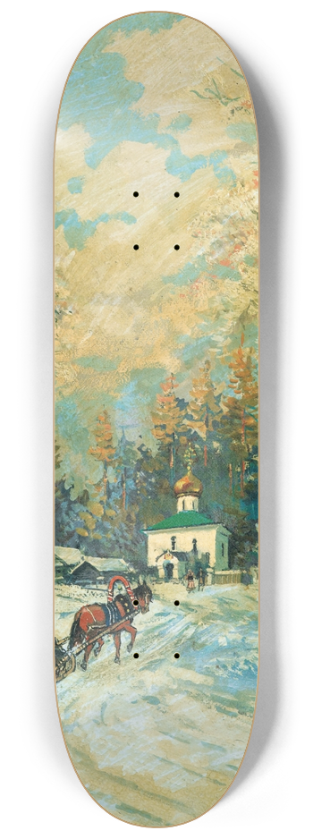 Konstantin Alexeevich Korovin - Traineau se dirigeant vers une chapelle 8.25 inch art skate deck