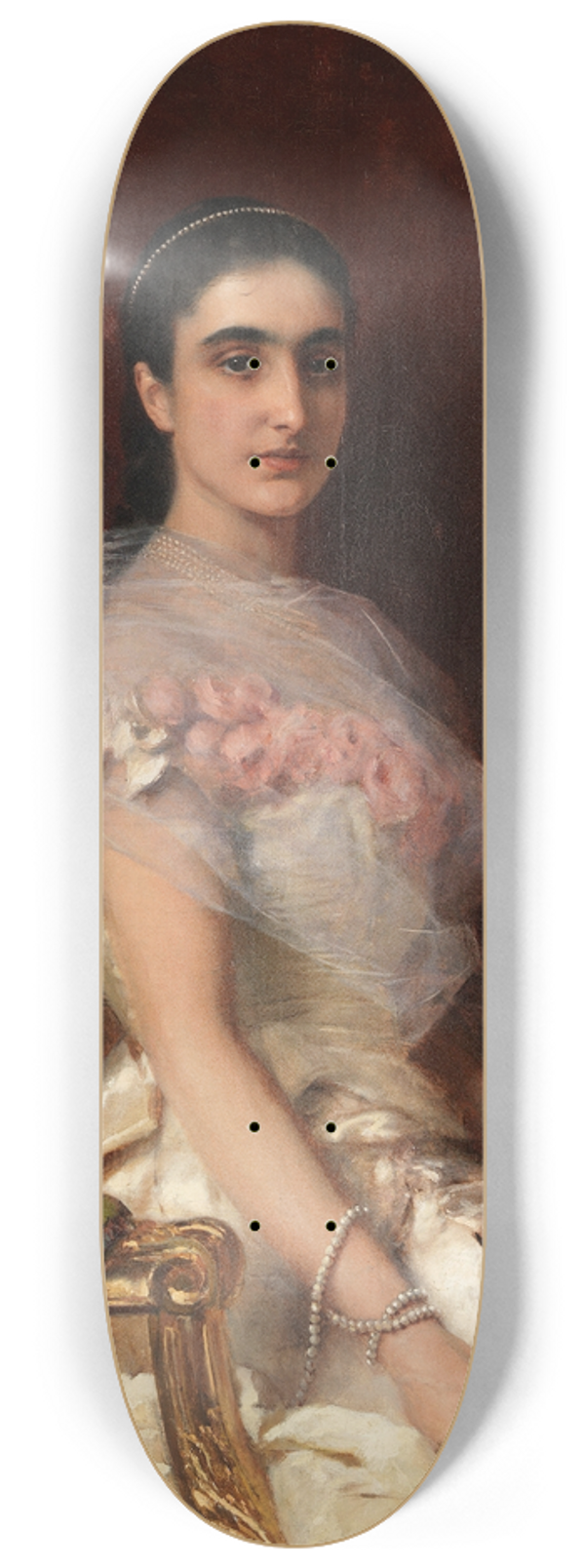 Konstantin Egorovich Makovsky - Portrait of an Elegant Lady with a Fan 8.25 inch art skate deck