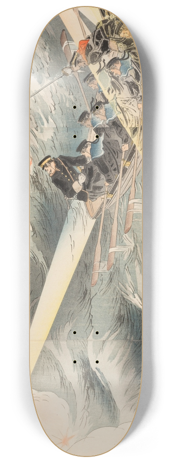 kura Kt - The First Blockade of the Entrance to the Harbor of Port Arthur on the Night of February 24, 1904 8.25 inch art skate deck