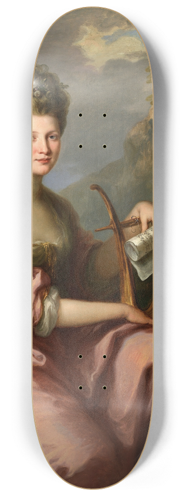 Angelica Kauffmann - Portrait of Sarah Harrop (Mrs. Bates) as a Muse 8.25 inch art skate deck