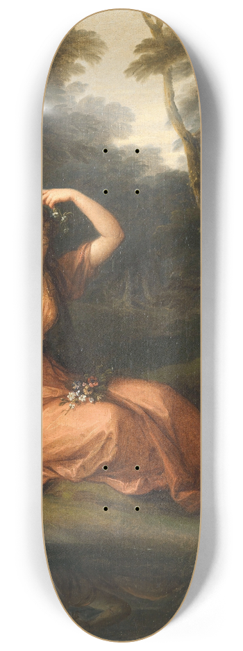 Angelica Kauffmann - Silvia, decorating herself with flowers while observed by Daphne 8.25 inch art skate deck