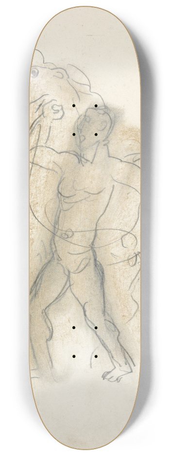 Leo Gestel - Schetsblad met man, die twee paarden in bedwang houdt 8.25 inch art skate deck