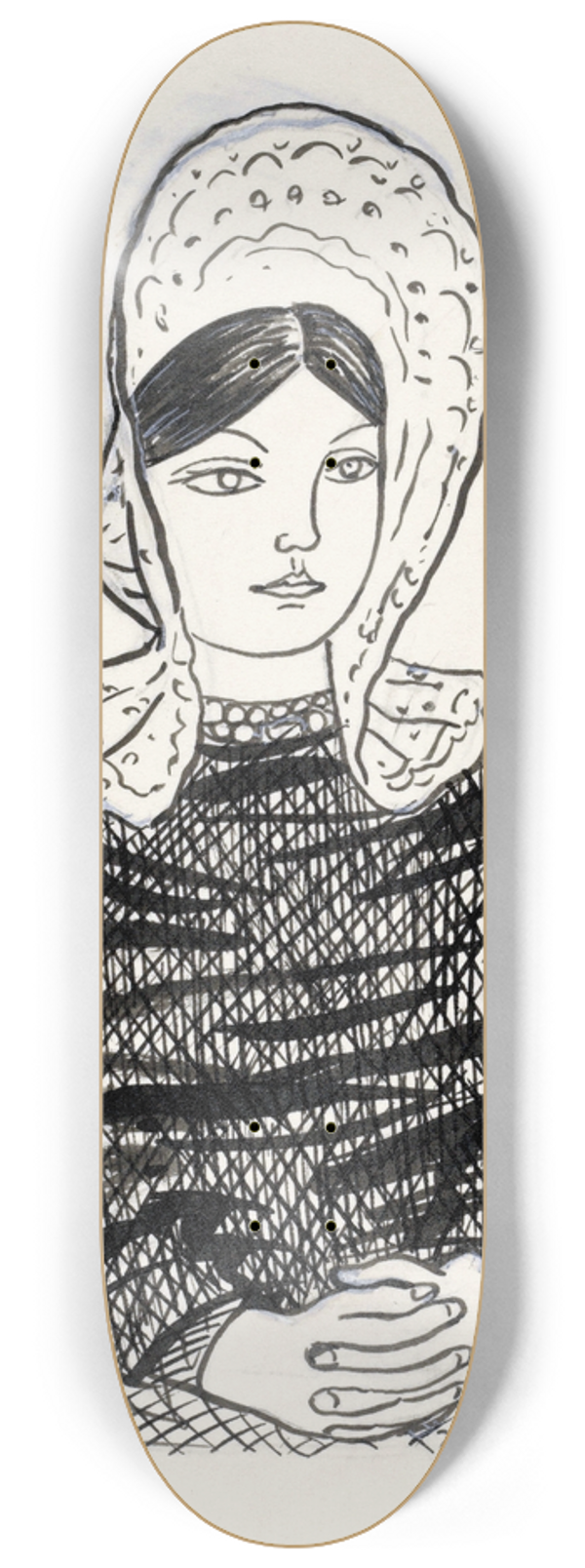 Leo Gestel - Vrouw met kapje op het hoofd 8.25 inch art skate deck
