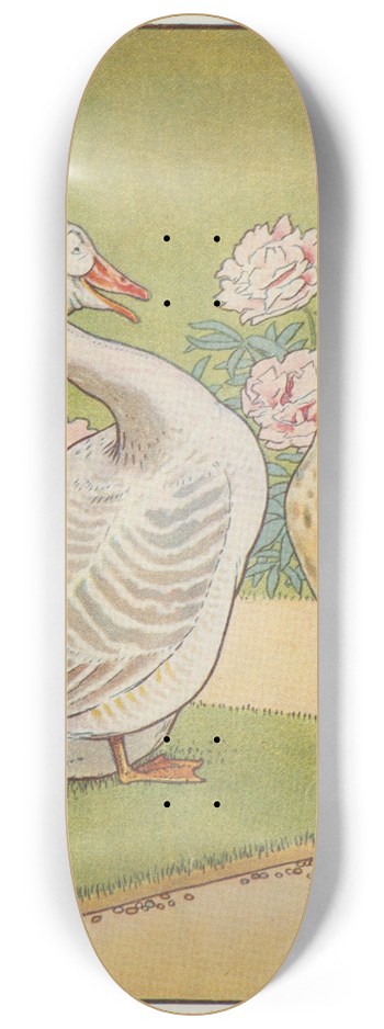 Leonard Leslie Brooke - Owl and goose talking. 8.25 inch art skate deck