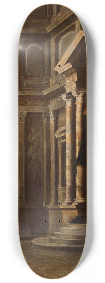 Leonardo Coccorante - View of the Interior of a Building 8.25 inch art skate deck