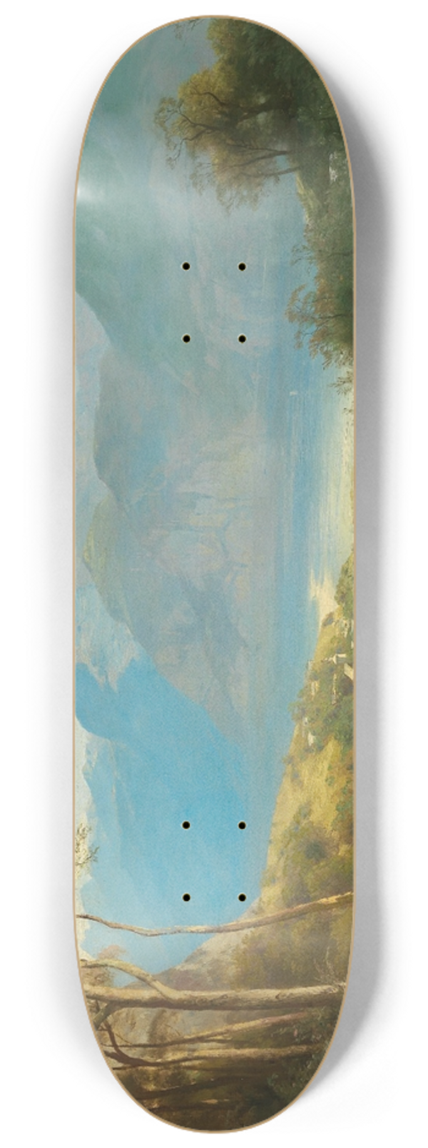Leopold Heinrich Vscher - A view of Lake Lucerne and the Bernese Highlands 8.25 inch art skate deck