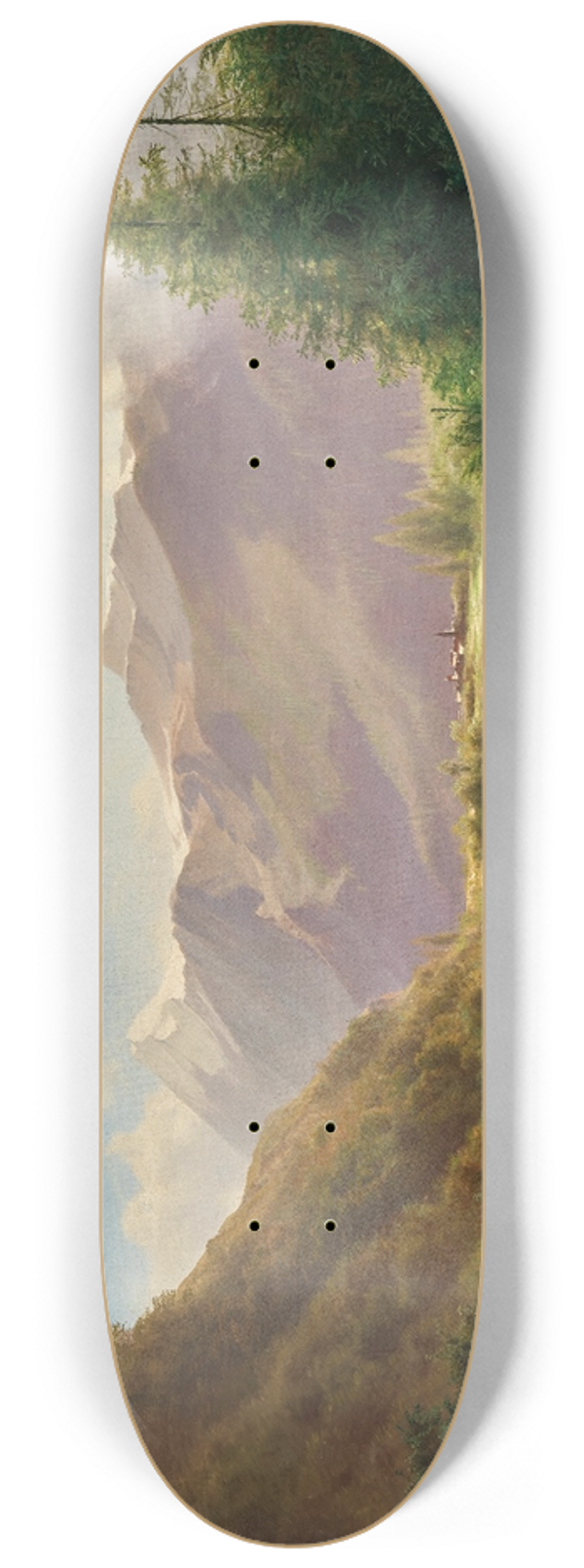 Leopold Heinrich Vscher - Shepherds Resting in a Vast Mountain Landscape, 8.25 inch art skate deck