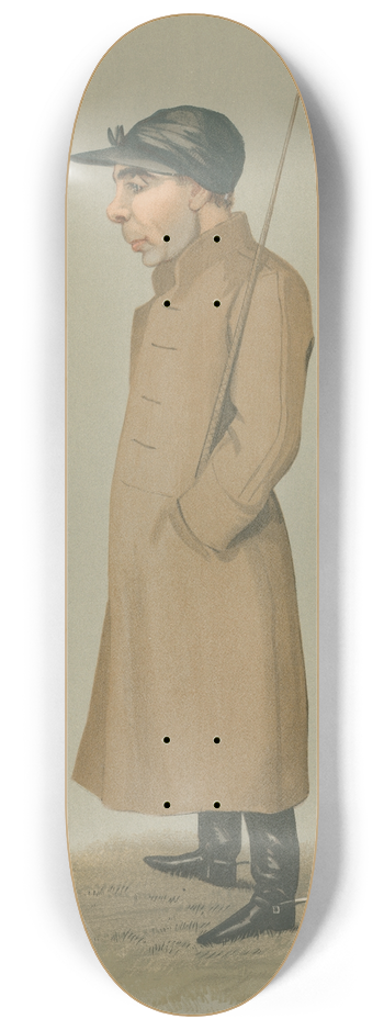 Leslie Matthew Ward - Jockeys; Sam Loates, November 6, 1896 8.25 inch art skate deck