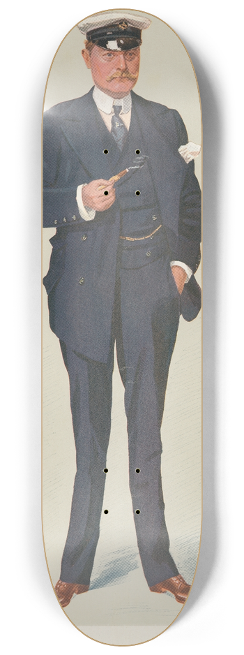 Leslie Matthew Ward - Yachting Devotees; Tiggy, Sir Richard Bulkeley, August 7, 1907 8.25 inch art skate deck
