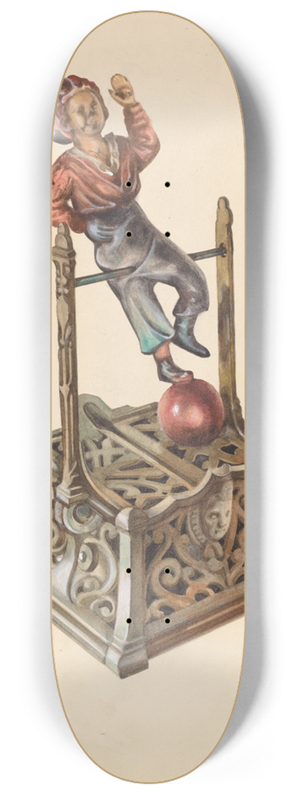 Lew Tower - Metal Toy Bank  Boy on Bar 8.25 inch art skate deck