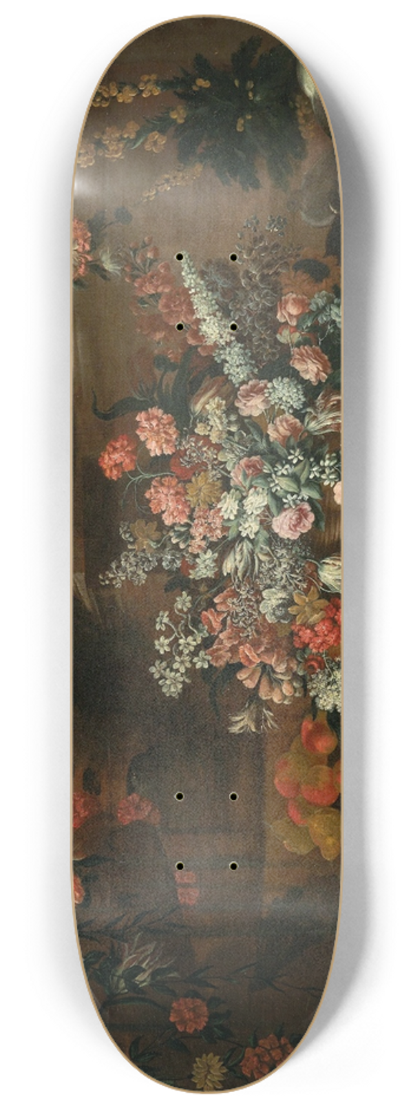 Lombard School - Still life with flowers, fruit and birds amongst ruins 8.25 inch art skate deck