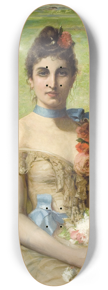 Lon Herbo - Portrait of Lady Holding a Posey 8.25 inch art skate deck