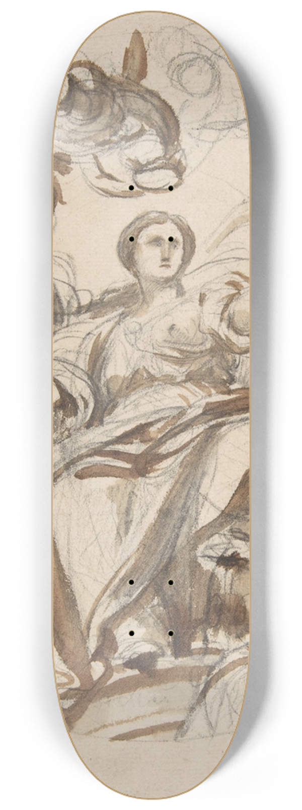 Lorenzo De' Ferrari - Study of Justice Dispensing Rewards to the Arts 8.25 inch art skate deck