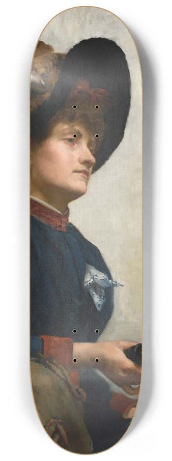 Anna Biliska-Bohdanowicz - Portrait of a lady with ppera glasses 8.25 inch art skate deck