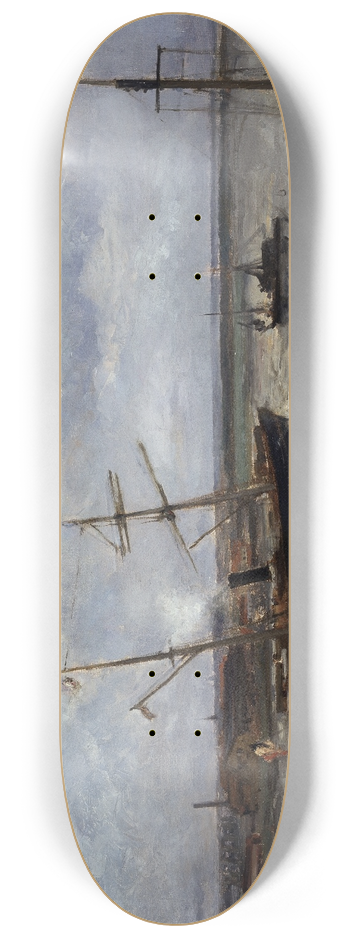 Louis Artan - Quay in Antwerp 8.25 inch art skate deck