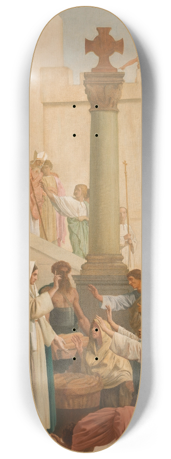 Louis Charles Timbal - Sainte Genevive distribuant le pain aux pauvres pendant le sige de Paris 8.25 inch art skate deck
