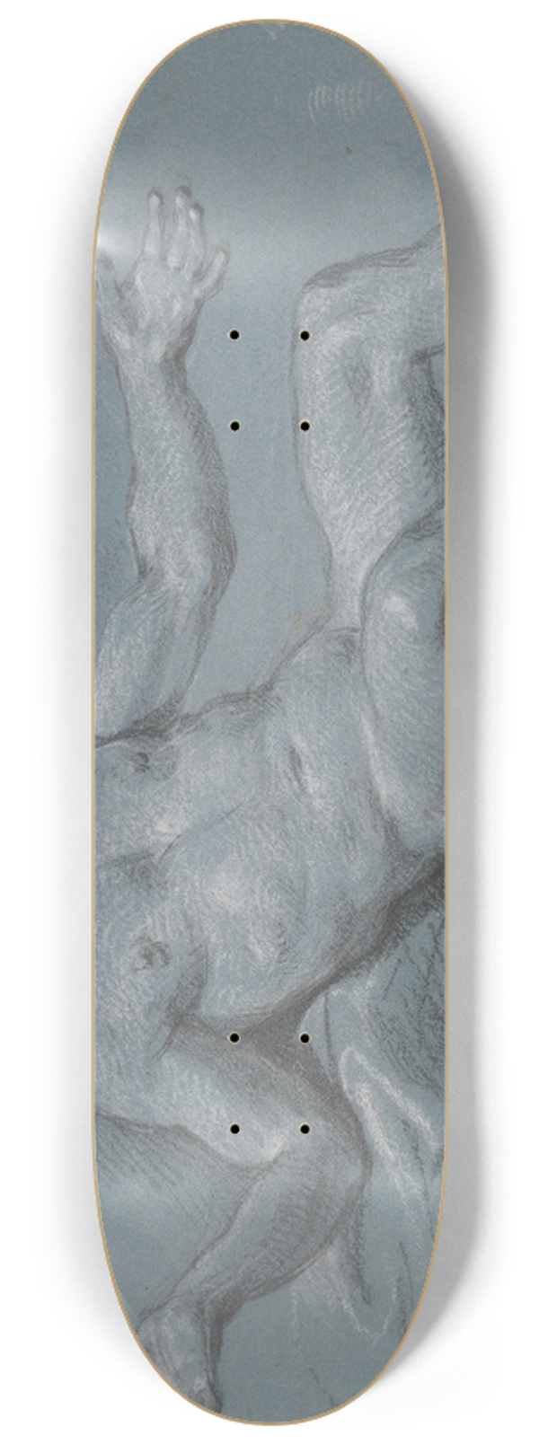 Louis de Boullogne the Younger - Seated Male Nude 8.25 inch art skate deck