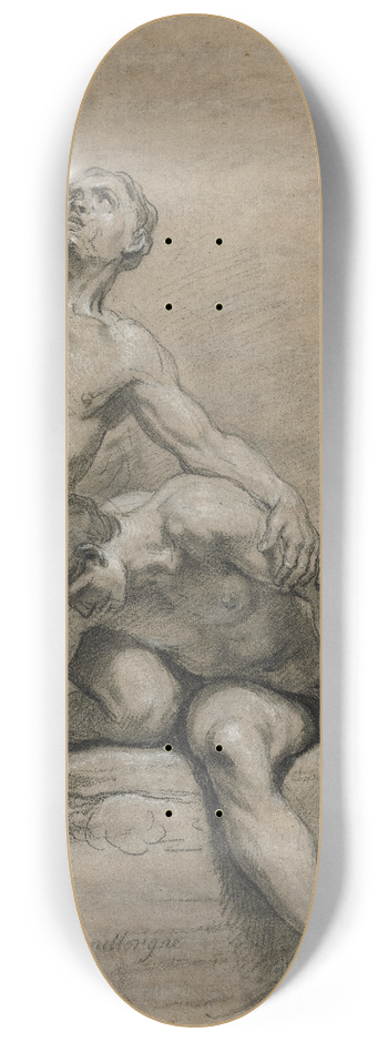 Louis de Boullogne - Two Male Nudes 8.25 inch art skate deck