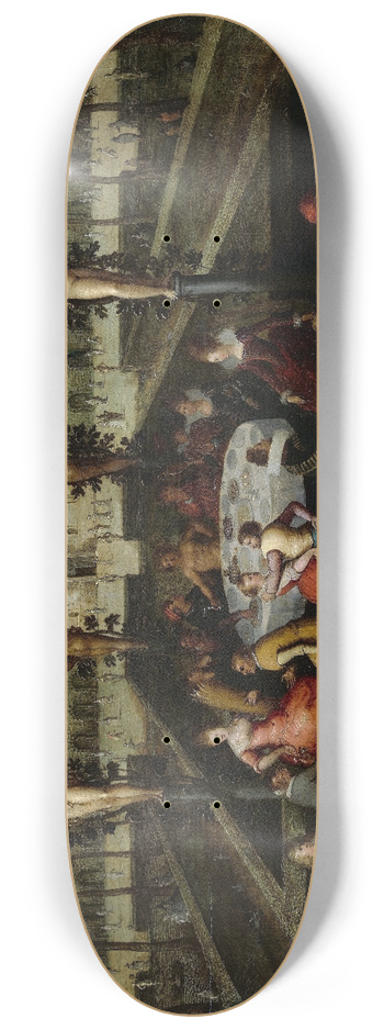 Louis de Caullery - Venus, Bacchus and Ceres With Mortals in a Garden of Love 8.25 inch art skate deck