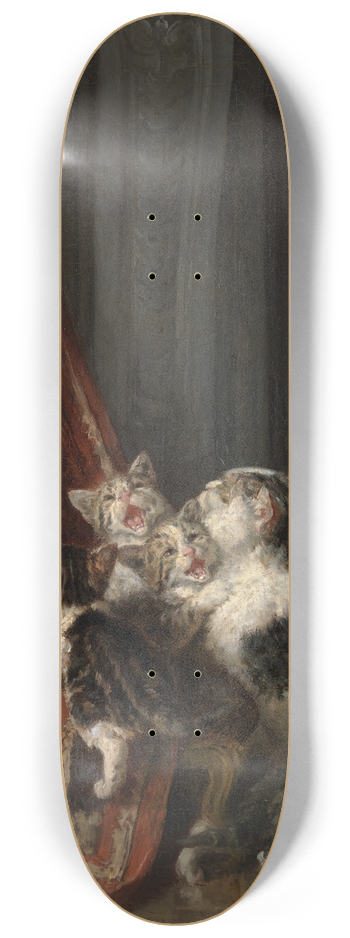 Louis-Eugne Lambert - Interior with cats 8.25 inch art skate deck