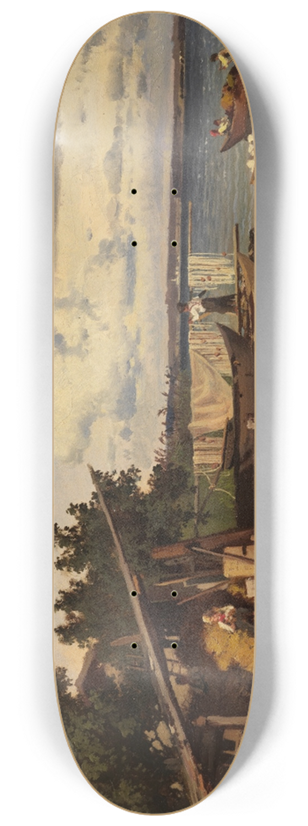Adolf Heinrich Lier - Fischer am Seeufer 8.25 inch art skate deck