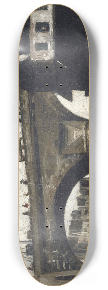 Louis-Godefroy Jadin - Le pont et la pompe Notre-Dame 8.25 inch art skate deck