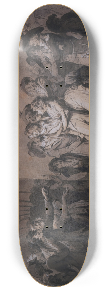 Louis Lopold Boilly - Larrestation du chanteur Garat ou rixe entre muscadins et sectionnaires 8.25 inch art skate deck