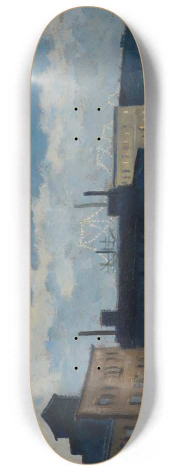 Louis Michel Eilshemius - New York Street at Dusk 8.25 inch art skate deck