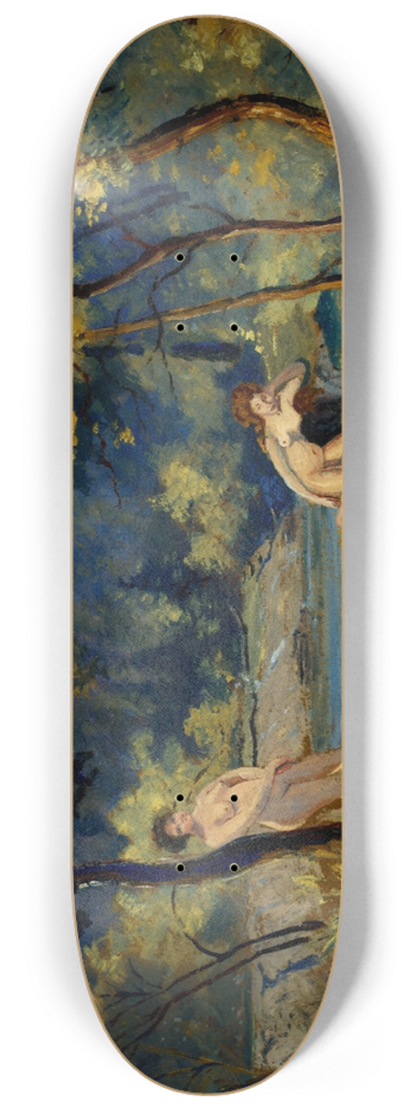 Louis Michel Eilshemius - Standing and Reclining Nymphs 8.25 inch art skate deck