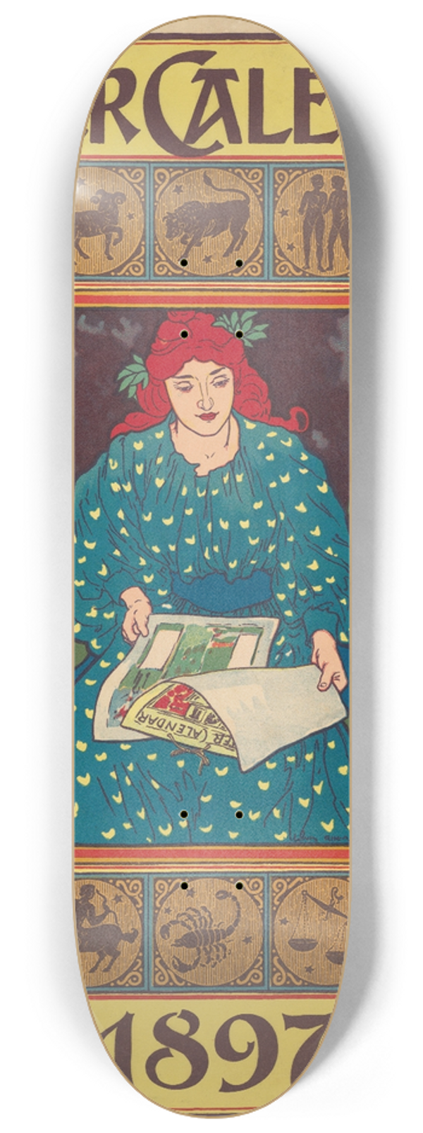 Louis Rhead - Poster Calendar, 1897 8.25 inch art skate deck