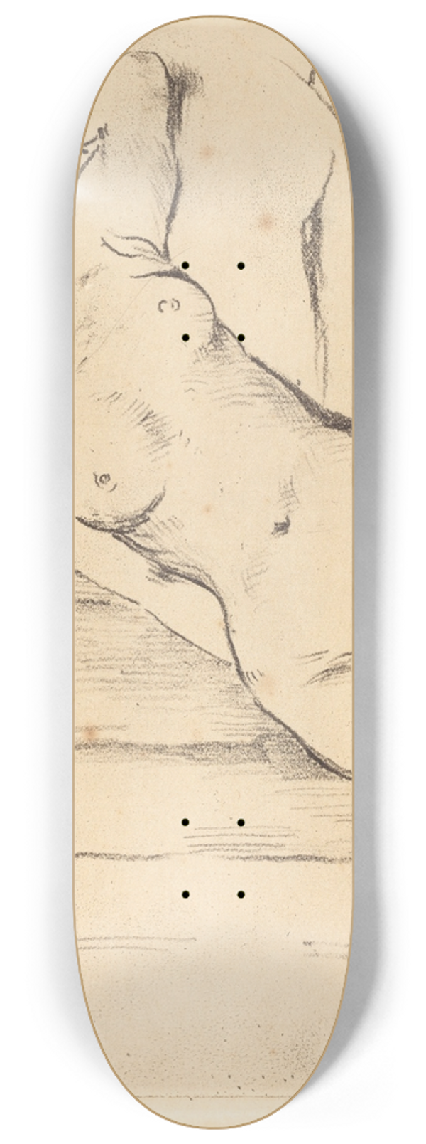 Lovis Corinth - Reclining Female Nude (Ruhende Dreiviertel Akt) 8.25 inch art skate deck