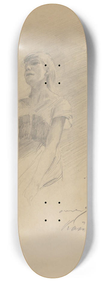 Lovis Corinth - Seated Young Woman (recto) 8.25 inch art skate deck