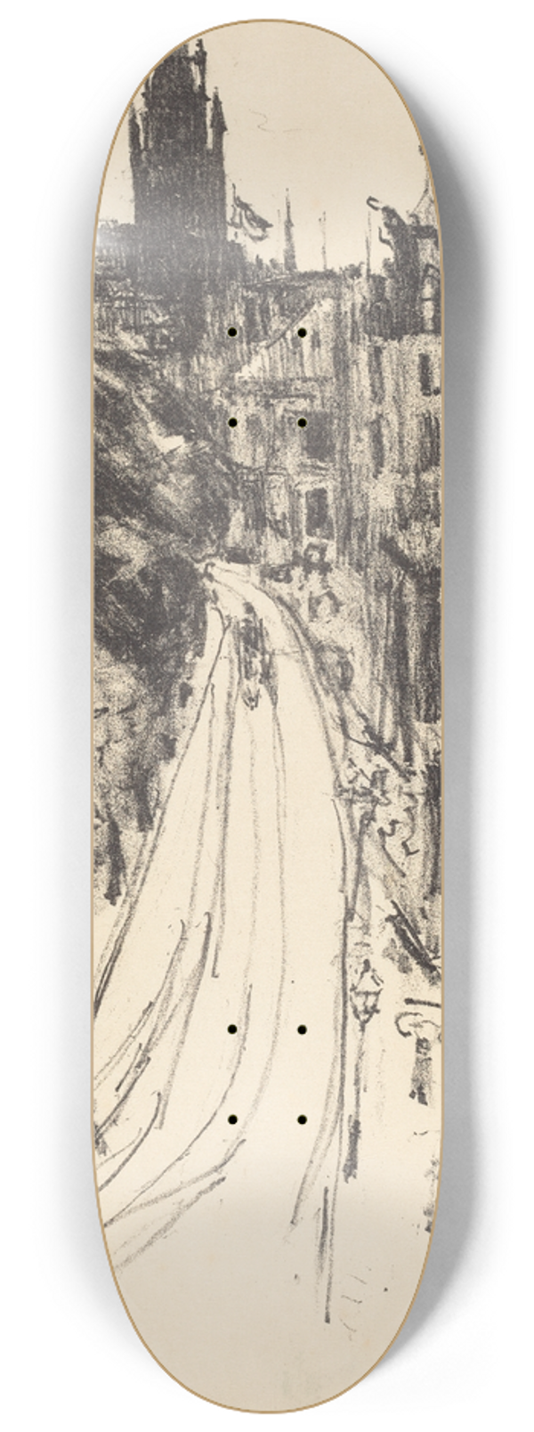 Lovis Corinth - Street in Knigsberg (Strasse in Knigsberg) 8.25 inch art skate deck